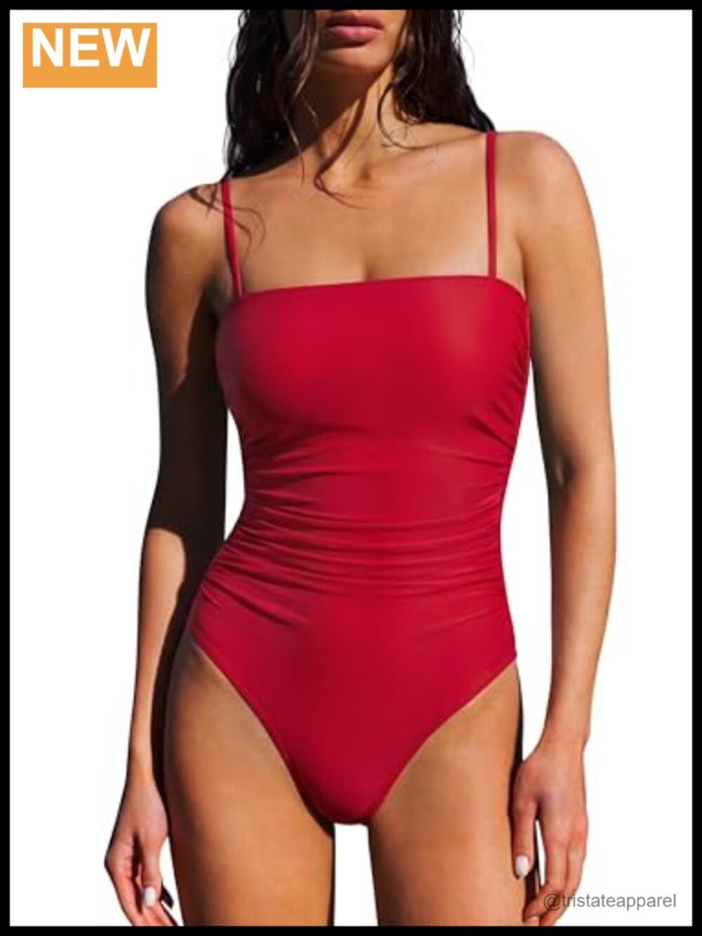 One Piece Swimsuit Tummy Control Square Neck Bathing Suit
